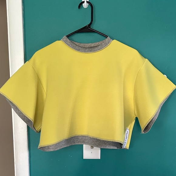 Something by Sonjia Yellow and Gray Cropped Top - Picture 1 of 4